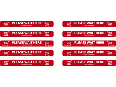 National Marker TexWalk® Floor Decal, Please Wait Here, 2.25 x 20, Red/White, 10 (WFS80TX10)