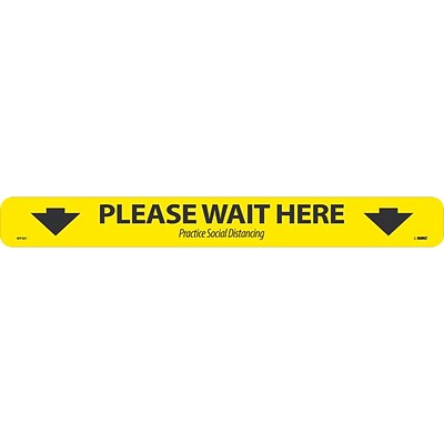 National Marker Walk-On™ Floor Decal, Please Wait Here, 2.25 x 20, Yellow/Black (WFS81)