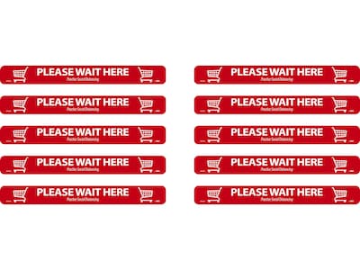 National Marker Temp-Step™ Floor Decal, Please Wait Here, 2.25 x 20, Red/White, 10 (WFS80A10)