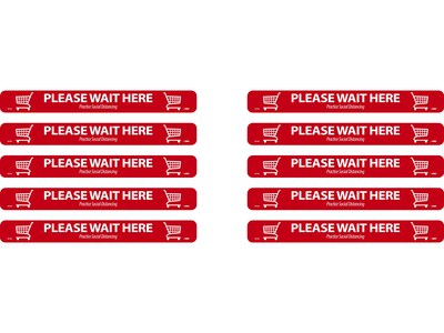 National Marker Walk-On™ Floor Decal, Please Wait Here, 2.25 x 20, Red/White, 10 (WFS8010)