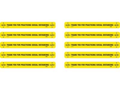 National Marker Walk-On™ Floor Decal, Thank You for Practicing Social Distancing, 2.25 x 20, Yellow/Black, 10 (WFS78YL10)