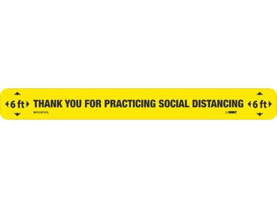 National Marker TexWalk® Floor Decal, Thank You for Practicing Social Distancing, 2.25 x 20, Yellow/Black (WFS78TXYL)