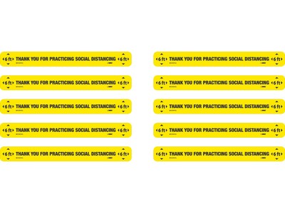 National Marker TexWalk® Floor Decal, Thank You for Practicing Social Distancing, 2.25 x 20, Yellow/Black, 10 (WFS78TXYL10)
