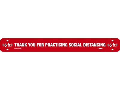 National Marker TexWalk® Floor Decal, Thank You for Practicing Social Distancing, 2.25 x 20, Red/White (WFS78TXRD)