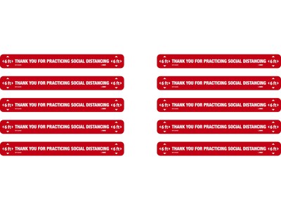National Marker Temp-Step™ Floor Decal, Thank You for Practicing Social Distancing, 2.25 x 20, Red/White, 10 (WFS78ARD10)