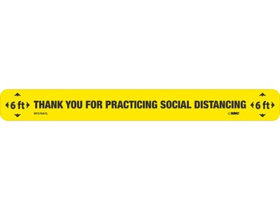 National Marker Temp-Step™ Floor Decal, Thank You for Practicing Social Distancing, 2.25 x 20, Yellow/Black (WFS78AYL)