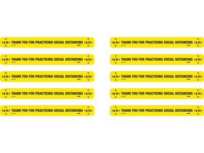 National Marker Temp-Step™ Floor Decal, Thank You for Practicing Social Distancing, 2.25 x 20, Yellow/Black, 10 (WFS78AYL10)