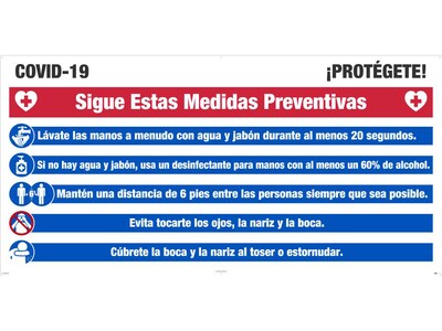 National Marker Wall Sign, COVID-19 Protect Yourself, Aluminum, 4 x 8, Blue/Red/White (M6148ACPSP)