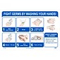 National Marker Vinyl Poster, "Fight Germs by Washing Your Hands!," 12" x 18", Blue/White (PST138C)