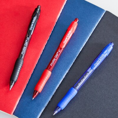 Paper Mate Profile Retractable Gel Pen, Fine Point, Blue Ink, Dozen (2102130)