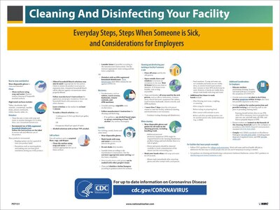 National Marker Poster, Cleaning and Disinfecting Your Facility, 18 x 24, Multicolor (PST151)