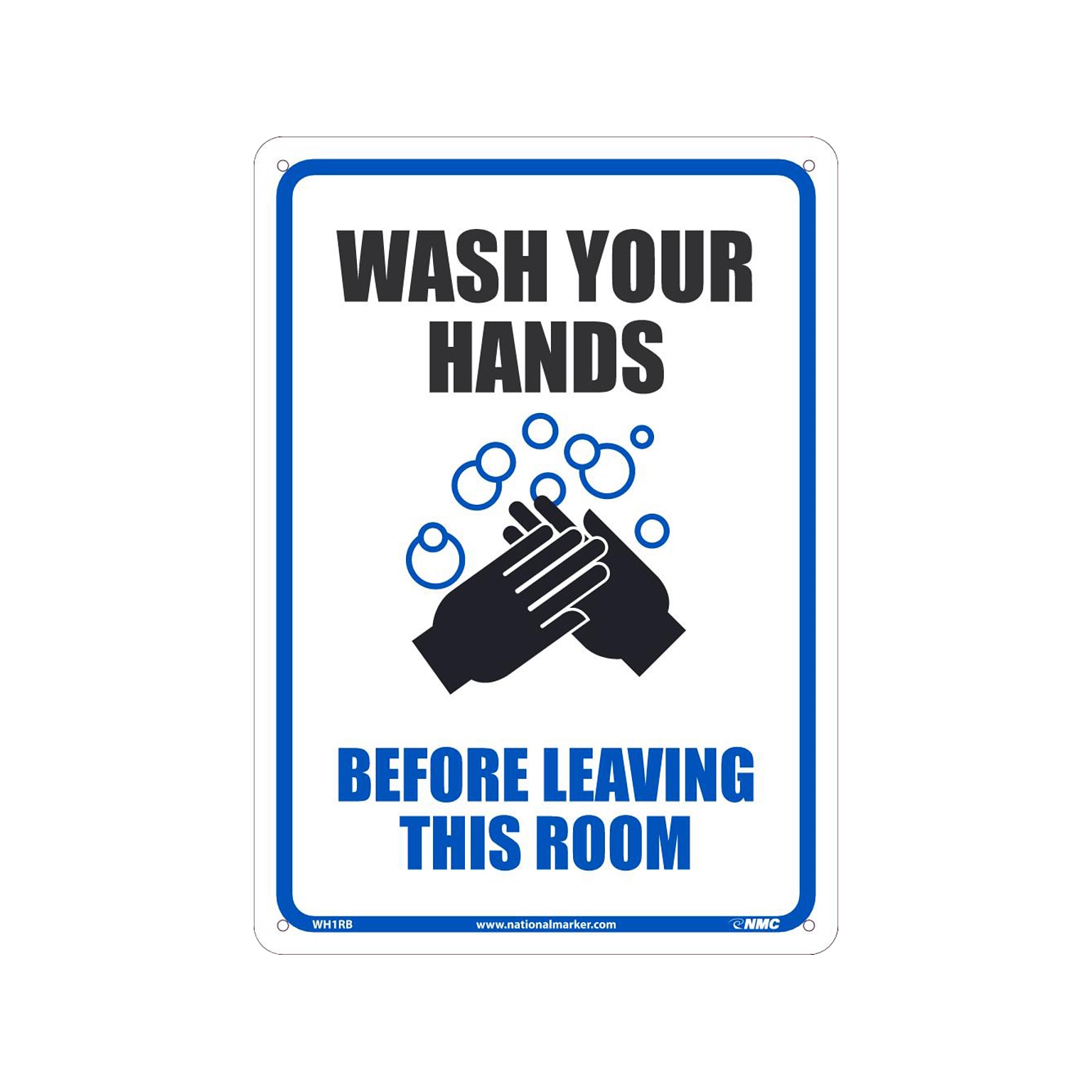 National Marker Wall Sign, Wash Your Hands Before Entering This Room, Plastic, 14 x 10, White/Blue/Black (WH1RB)