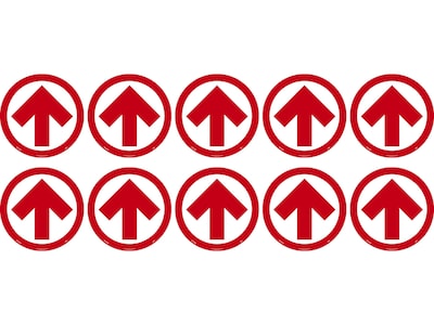 National Marker Walk-On™ Floor Decal, Arrow, 8 x 8, Red/White, 10 (WFS84RD10)