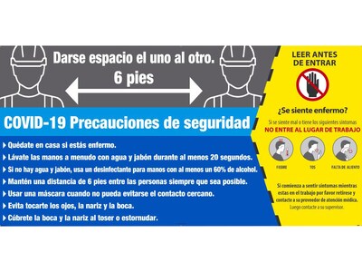 National Marker Wall Sign, COVID-19 Safety Precautions, Aluminum, 4 x 8, Blue/Gray/Yellow (M6248ACPSP)