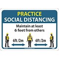 National Marker Wall Sign, Practice Social Distancing, Aluminum, 10 x 14, Blue/White/Yellow (M619AB)