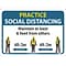 National Marker Wall Sign, Practice Social Distancing, Plastic, 10 x 14, Blue/White/Yellow (M619