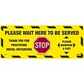 National Marker Walk-On™ Floor Decal, Please Wait Here to be Served, 8 x 20, Yellow/Black/Red (W
