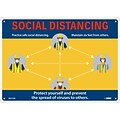 National Marker Wall Sign, Social Distancing, Aluminum, 10 x 14, Yellow/Blue (M617AB)