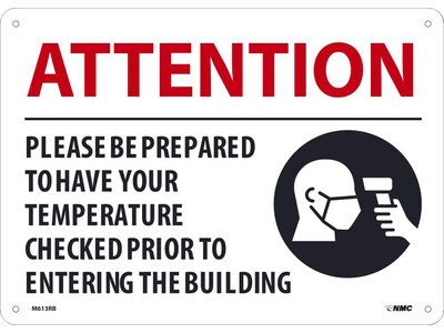 National Marker Wall Sign, Please Be Prepared to Have Your Temperature Checked, Plastic, 10 x 14