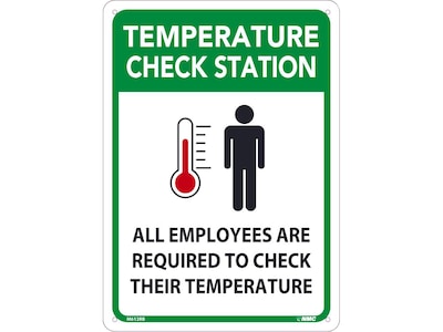 National Marker Wall Sign, Temperature Check Station, Plastic, 14 x 10, Green/White/Black (M612RB)