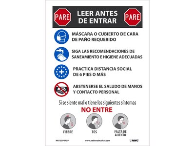 National Marker Wall Sign, Read Before Entering, Plastic, 14 x 10, Multicolor (M0155RBSP)