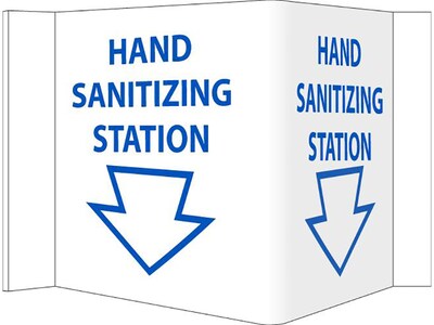National Marker 3D Wall Sign, Hand Sanitizing Station, 6 x 9, White/Blue (VS54)