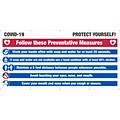 National Marker Mesh Banner, COVID-19 Preventative Measures, 6 x 12, Blue/Red/White/Black (BT61)