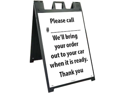 National Marker A-Frame Sign & Stand Kit, Please Call, 45 x 25, Black/White (SFS116C-KIT)