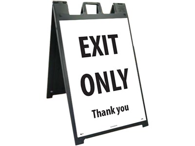 National Marker A-Frame Sign & Stand Kit, Exit Only, 45 x 25, White/Black (SFS115C-KIT)
