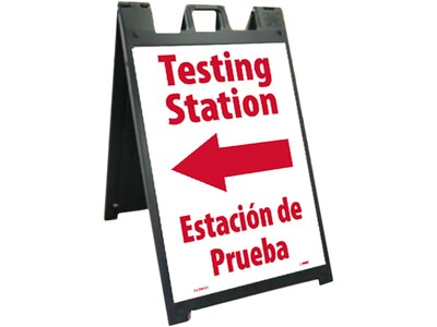 National Marker A-Frame Sign & Stand Kit, Testing Station Left, 45 x 25, Black/Red/White (SFS110C-KIT)