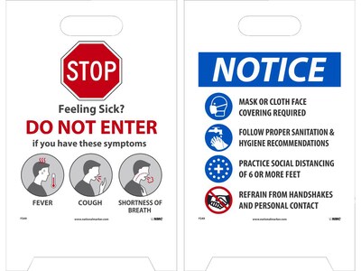 National Marker Double-Sided A-Frame Sign, Feeling Sick? Do Not Enter, 19 x 19, Multicolor (FS49)