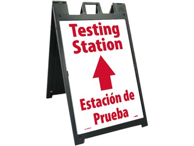 National Marker A-Frame Sign & Stand Kit, Testing Station Straight, 45 x 25, Black/Red/White (SFS112C-KIT)