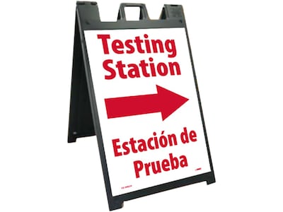 National Marker A-Frame Sign & Stand Kit, Testing Station Right, 45 x 25, Black/Red/White (SFS111C-KIT)