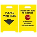 National Marker Double-Sided A-Frame Sign, Please Wait Here/Please Wait Here to be Served, 19 x 12, Yellow/Black/Red (FS46)