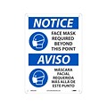 National Marker Wall Sign, Notice: Face Mask Required, Aluminum, 14 x 10, White/Blue (ESN523AB)