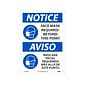National Marker Wall Sign, "Notice: Face Mask Required," Plastic, 14" x 10", White/Blue (ESN523RB)