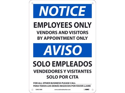 National Marker Wall Sign, Please Maintain Social Distancing While Using Breakroom, Plastic, 14 x 10, White/Blue (ESN518RB)