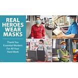 National Marker Vinyl Banner, Real Heroes Wear Masks, 36 x 60, Multicolor (BT566)