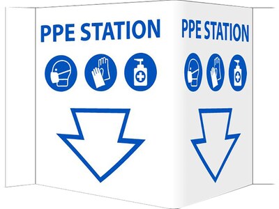 National Marker 3D Wall Sign, PPE Station, 6 x 9, White/Blue (VS56)