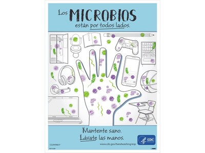National Marker Poster, Germs are All Around You, 24 x 18, White/Blue (PST157SP)