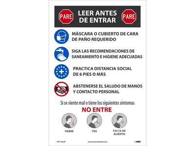 National Marker Vinyl Poster, Stop. Read Before Entering, 18 x 12, Multicolor (PST155CSP)