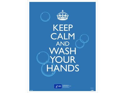 National Marker Poster, Keep Calm and Wash Your Hands, 24 x 18, Blue/White (PST156)