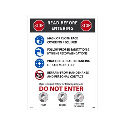 National Marker Poster, Stop. Read Before Entering, 24 x 18, Multicolor (PST155)