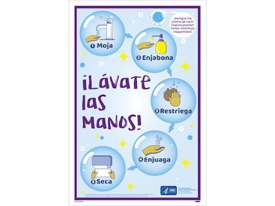 National Marker Vinyl Poster, Wash Your Hands!, 18 x 12, Blue (PST152CSP)