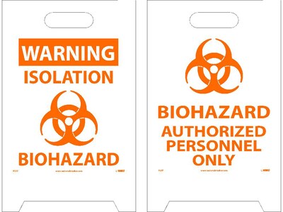 National Marker Double-Sided A-Frame Sign, Biohazard, 19 x 12, White/Orange (FS37)