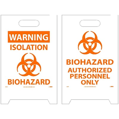 National Marker Double-Sided A-Frame Sign, Biohazard, 19 x 12, White/Orange (FS37)