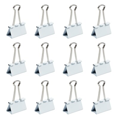 JAM Paper Large Binder Clips, 3/4" Capacity, White, 12/pack (340BCwh)