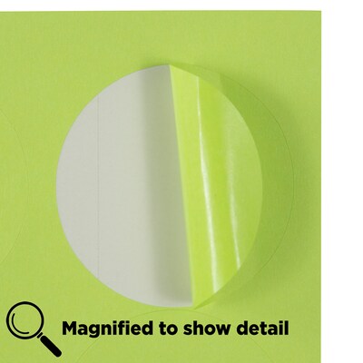 JAM Paper Round Label Sticker Seals, 2.5" Diameter, Lime Green, 12 Labels/Sheet, 10 Sheets/Pack, (147628589)