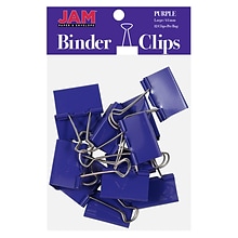 JAM Paper Large Binder Clips, 3/4 Capacity, Purple, 12/Pack (340BCpu)