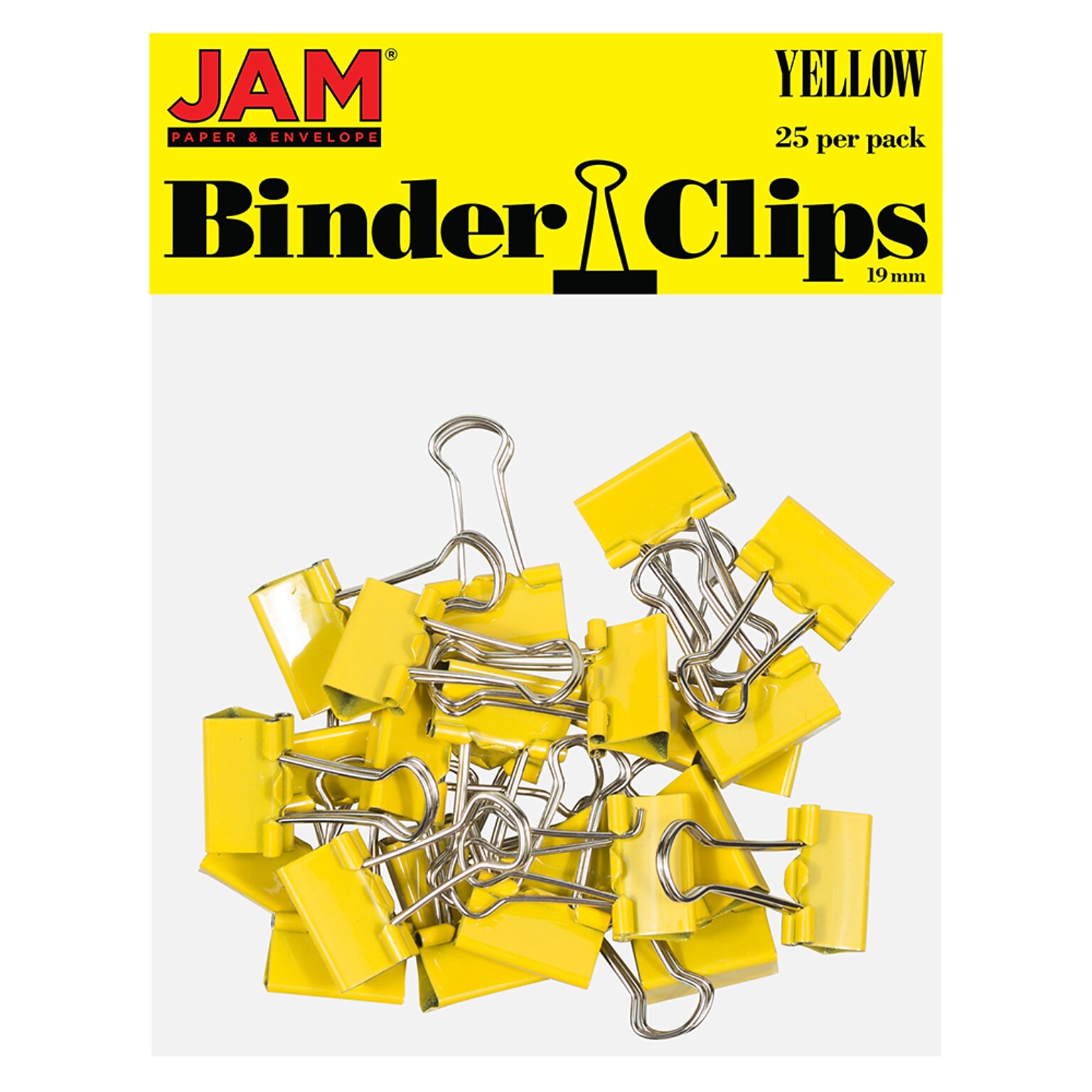 JAM Paper Colored Small Binder Clips, 3/8 Capacity, Yellow, 25/Pack (334BCYE)